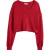 Pacsun Cassandra Crop V-neck Sweater In Red