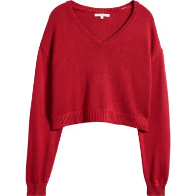 Pacsun Cassandra Crop V-neck Sweater In Red