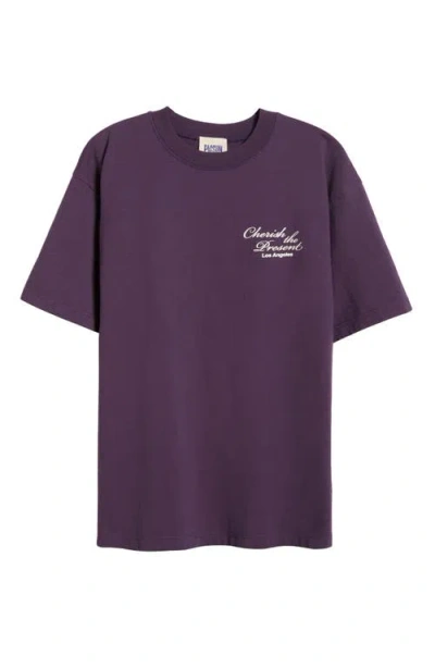 Pacsun Cherish The Present Cotton Graphic T-shirt In Plum