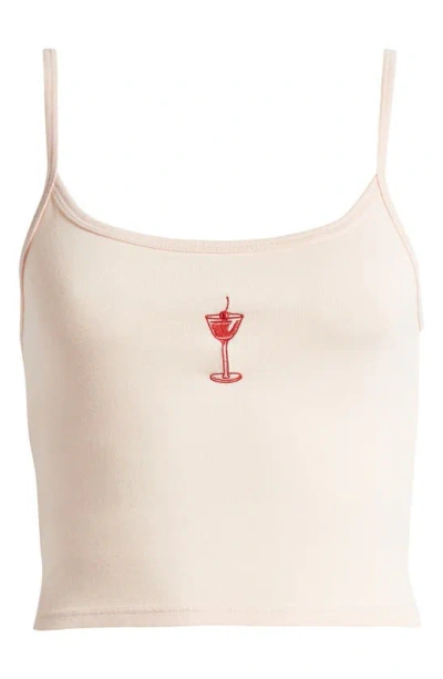 Pacsun Cherry Cocktail Crop Camisole In Light Pink
