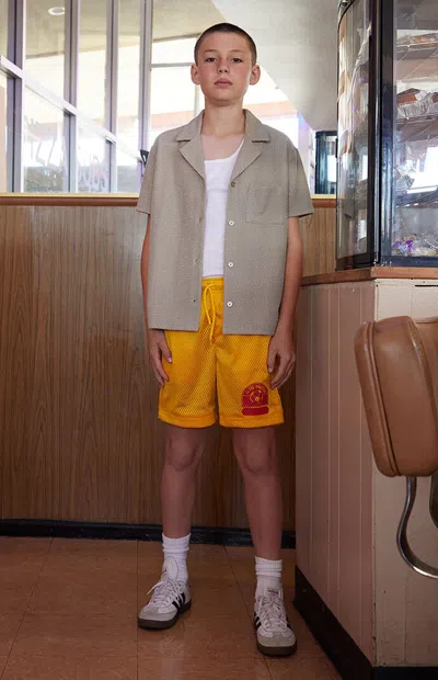 Pacsun Club Pac Gold Mesh Soccer Shorts In Yellow