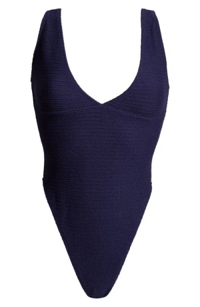 Pacsun Cold Plunge Textured One-piece Swimsuit In Eclipse/dark Blue