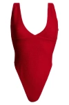 Pacsun Cold Plunge Textured One-piece Swimsuit In Red