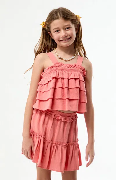Pacsun Kids' Coral Ruffle Tank Top In Pink