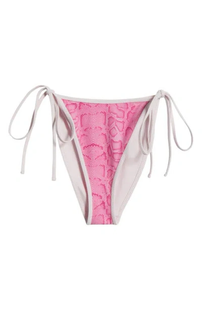 Pacsun Corinne Side Tie Bikini Bottoms In Pink Snakeskin