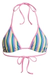 Pacsun Corinne Triangle Bikini Top In Blue Stripe