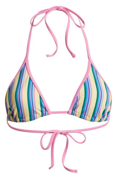 Pacsun Corinne Triangle Bikini Top In Blue Stripe