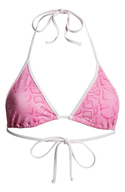 Pacsun Corinne Triangle Bikini Top In Pink Snakeskin