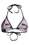 Pacsun Corinne Triangle Bikini Top In White Multi