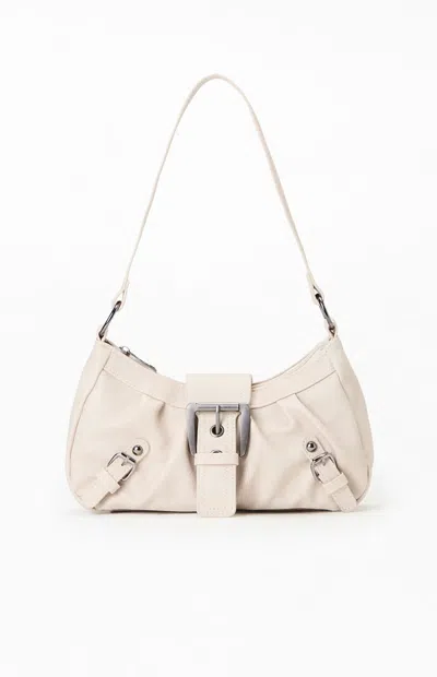 Pacsun Cream Faux Leather Buckle Bag In White