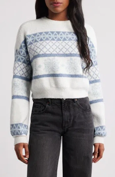 Pacsun Crop Fair Isle Sweater In White