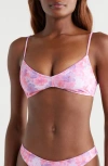 Pacsun Dana Shine Bikini Top In Pink/purple Floral