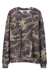 Pacsun Dark Camo Print Cotton Blend Sweatshirt In Camouflage