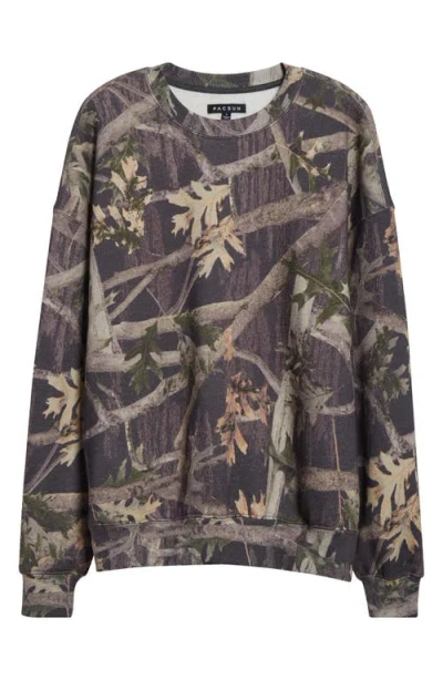 Pacsun Dark Camo Print Cotton Blend Sweatshirt In Camouflage