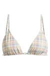 Pacsun Delphinium Ring Triangle Swim Top In Neutral