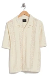 Pacsun Dexter Lace Panel Button-up Camp Shirt In Brown