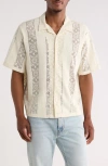 Pacsun Dexter Lace Panel Button-up Camp Shirt In Brown