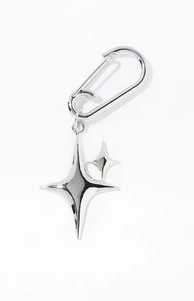 Pacsun Double Star Carabiner In Silver In Gray