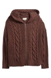 Pacsun Dylan Cable Knit Zip-up Hooded Sweater In Brown
