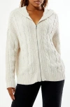 Pacsun Dylan Cable Knit Zip-up Hooded Sweater In White
