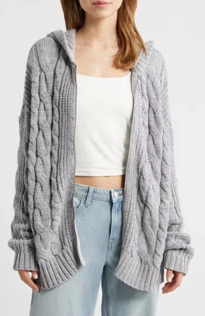 Pacsun Dylan Cable Knit Zip-up Hooded Sweater In Gray