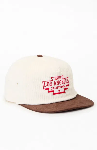 Pacsun East La Corduroy Snapback Hat In Off White