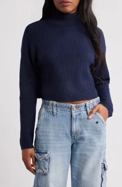 Pacsun Easy Crop Turtleneck Sweater In Peacoat