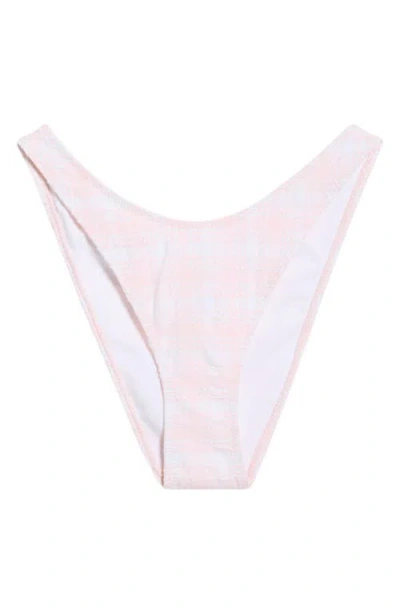 Pacsun Eden Plaid High Cut Bikini Bottoms In Pink