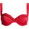 Pacsun Elise Ruffle Bikini Top In Red