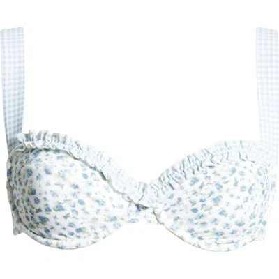 Pacsun Elise Ruffle Bikini Top In Blue