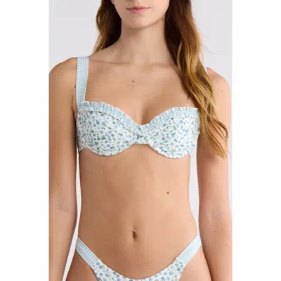 Pacsun Elise Ruffle Bikini Top In Blue