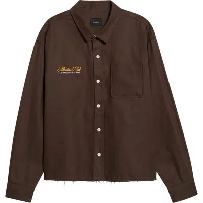 Pacsun Embroidered Cotton Canvas Button-up Shirt In Brown