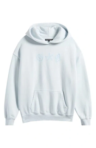 Pacsun Embroidered Seashell Cotton Blend Hoodie In Blue