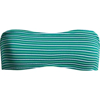 Pacsun Emily Stripe Bandeau Bikini Top In Green White Striped
