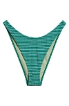 Pacsun Emily Stripe High Leg Scoop Bikini Bottoms In Green White Striped