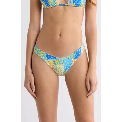 Pacsun Erica High Leg Scoop Bikini Bottoms In Blue