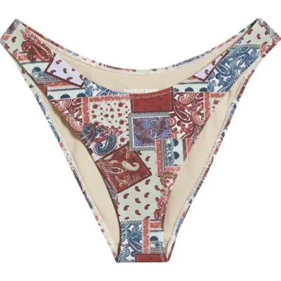 Pacsun Erica High Leg Scoop Bikini Bottoms In Paisley