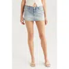 Pacsun Evalina Raw Hem Denim Miniskirt In Med Wash
