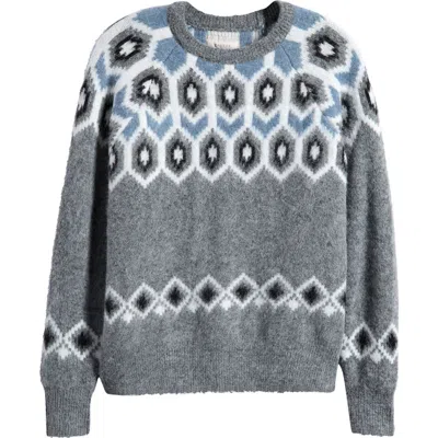 Pacsun Fair Isle Crewneck Sweater In Grey