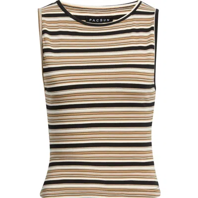 Pacsun Faith Striped Tank In Brown