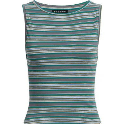 Pacsun Faith Striped Tank In Green
