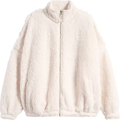 Pacsun Faux Shearling Crop Jacket In Neutral