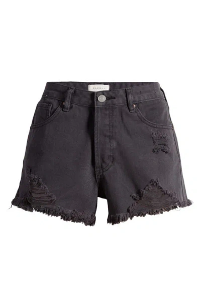 Pacsun Festival Destroyed High Waist Denim Shorts In Black Wash