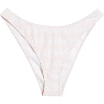 Pacsun Fiona Plaid High Leg Scoop Bikini Bottoms In Light Pink White Plaid