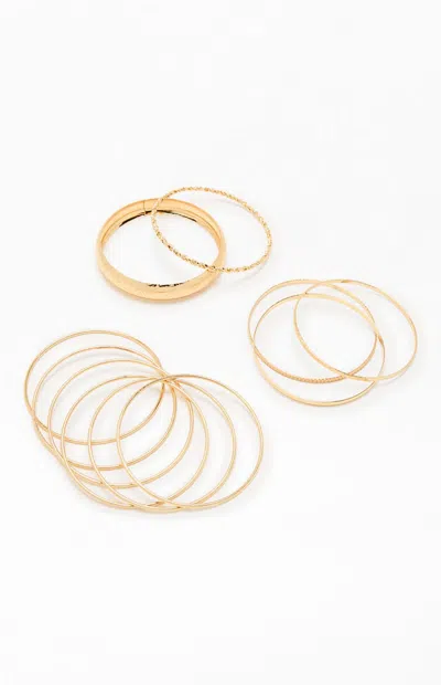Pacsun Flora Metal Bangle Set In Gold