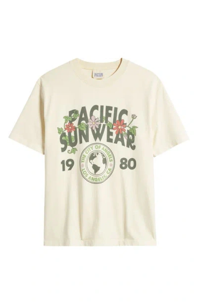 Pacsun Floral Crest Cotton Graphic T-shirt In Cream