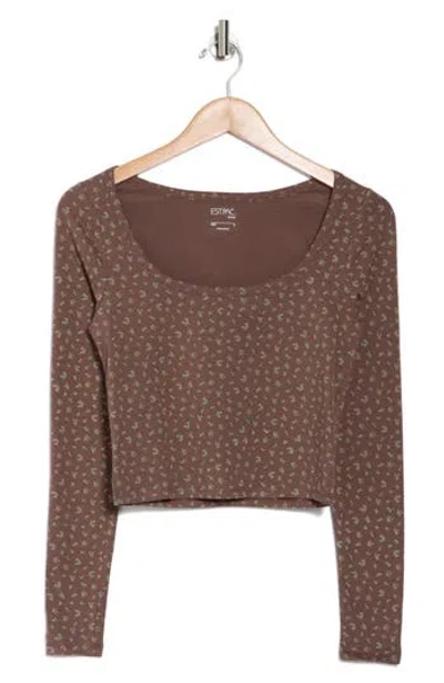 Pacsun Floral Scoop Neck Long Sleeve Crop Top
