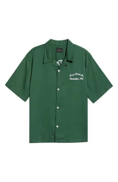 Pacsun Four Drive Embroidered Camp Shirt In Green