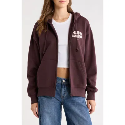 Pacsun Front Zip Hoodie In Burgundy