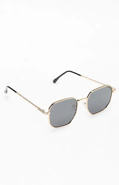 Pacsun Gold Metal Rectangle Frame Sunglasses